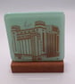 The Baltic Fused Robin's Egg Blue Glass Panel on Block