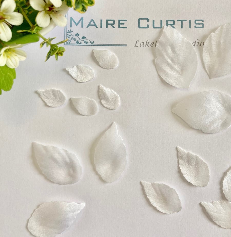 White Silk Satin Leaves