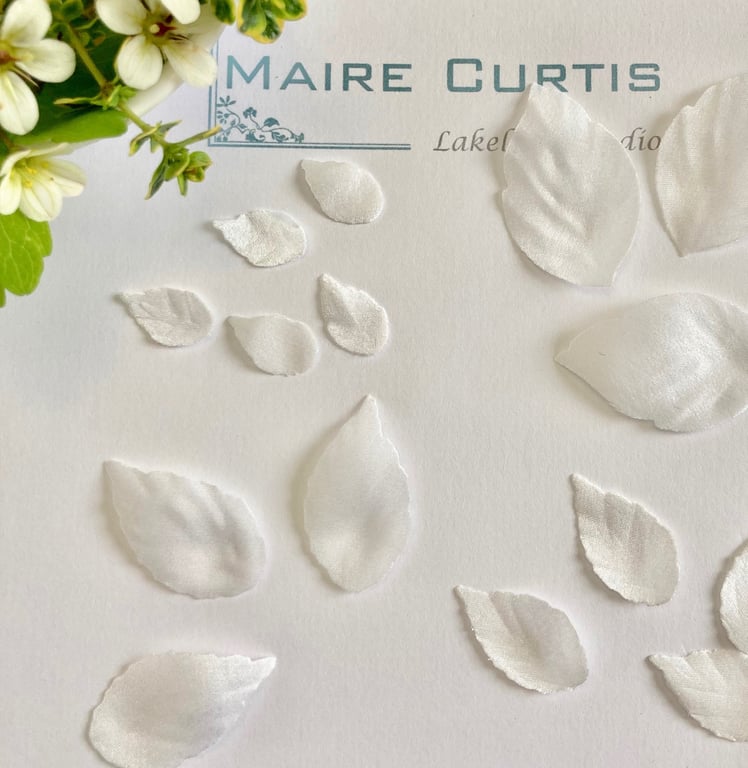 White Silk Satin Leaves