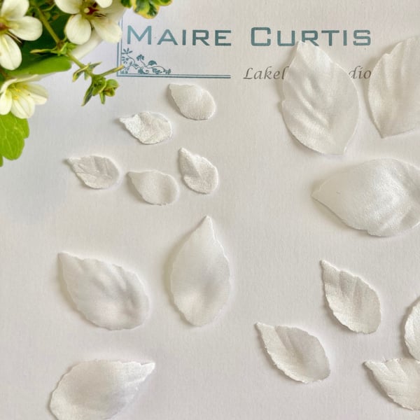 White Silk Satin Leaves