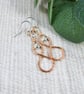 Earrings, Copper Twist with Sterling Silver Pebble 