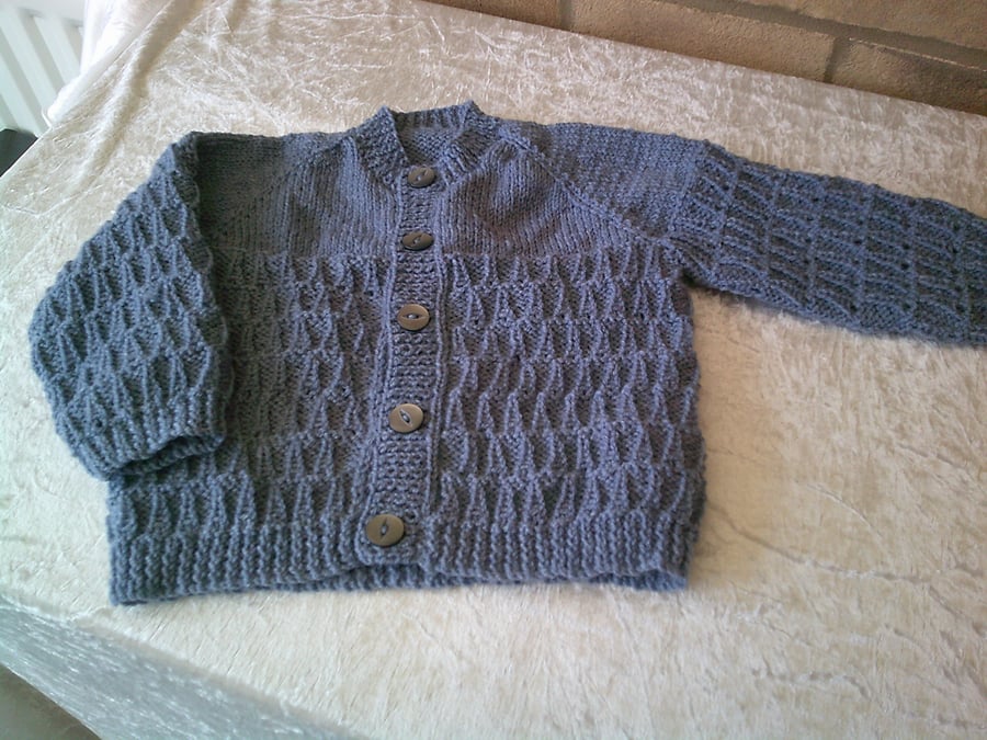 22 inch Dark Denim Blue Round Neck Cardigan