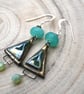 green ceramic triangle earrings - Image 3