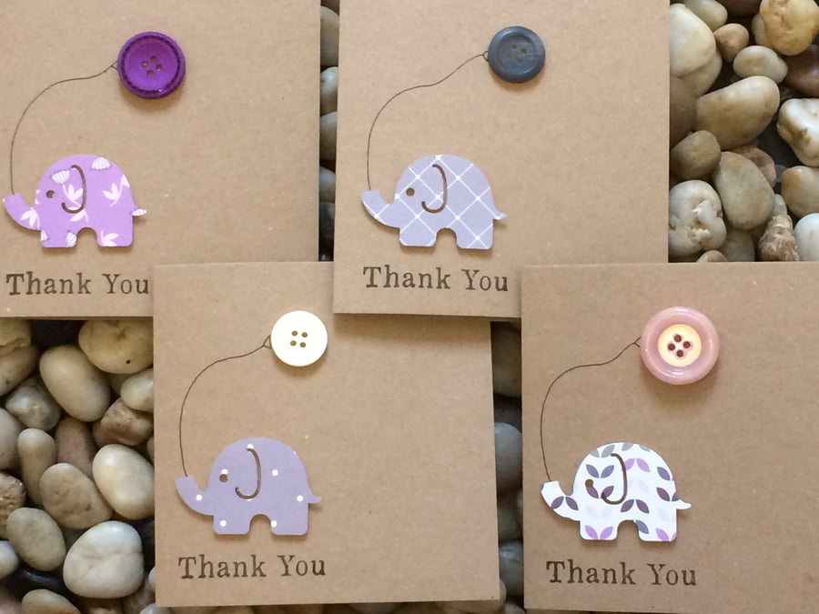 Handmade Thank You Cards For Girl, Pack of 4, More designs available, see photos