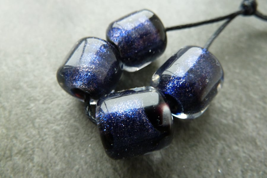 blue goldstone lampwork glass beads