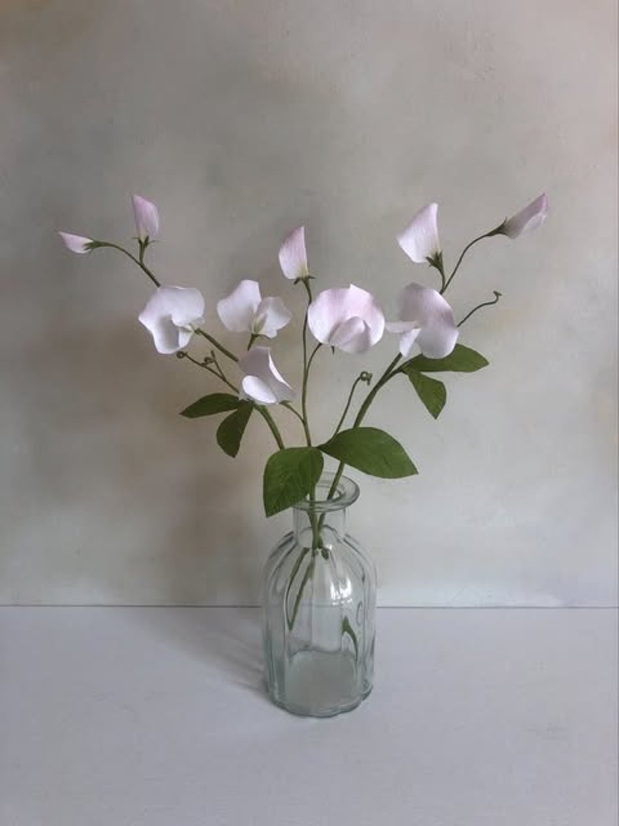 Three paper sweet pea stems