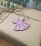 Angel beaded micro macrame tree decoration, gift tag, teacher gift, xmas card  - Image 4