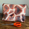 giraffe print velvet project bag with linen lining