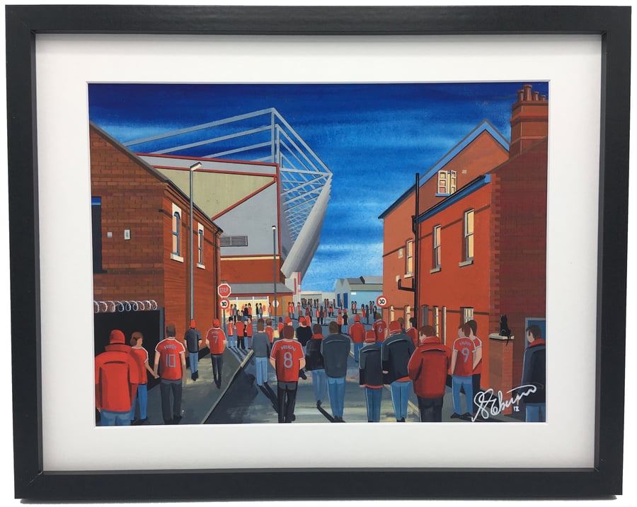 Crewe Alexandra F.C, Gresty Road Stadium. Framed, Football Art Print.