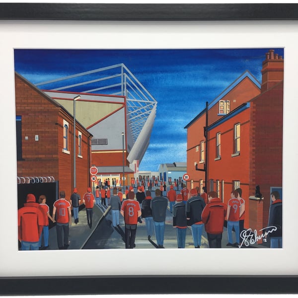Crewe Alexandra F.C, Gresty Road Stadium. Framed, Football Art Print.
