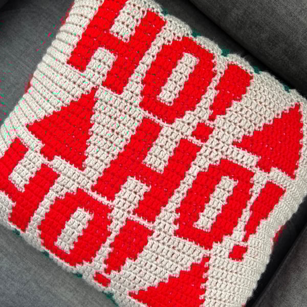 Handmade Ho Ho Ho Christmas Crochet Cushion Cover