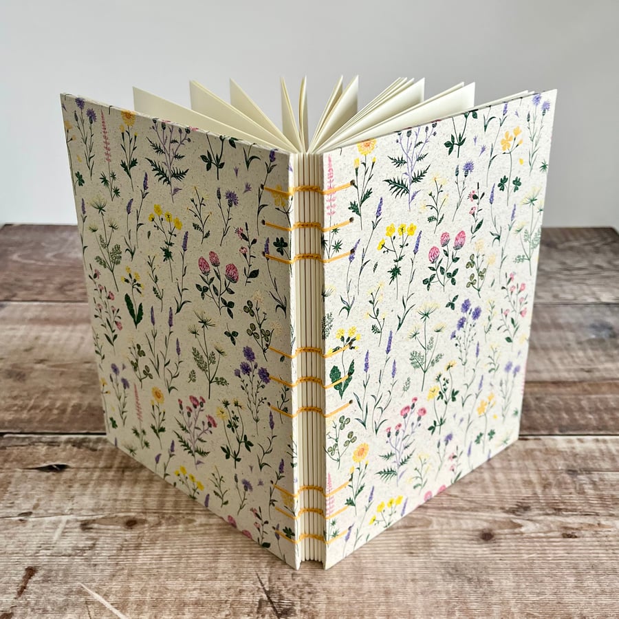 CUSTOM ORDER FOR SC - 3x A5 Journal Sketchbooks with Floral Grass Paper Cover