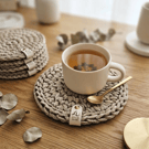Handmade Crochet Cotton Single Coaster, Rustic Boho Table Mat, Housewarming Gift