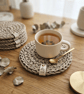 Handmade Crochet Cotton Coasters, Rustic Boho Table Mats, Housewarming Gift,  