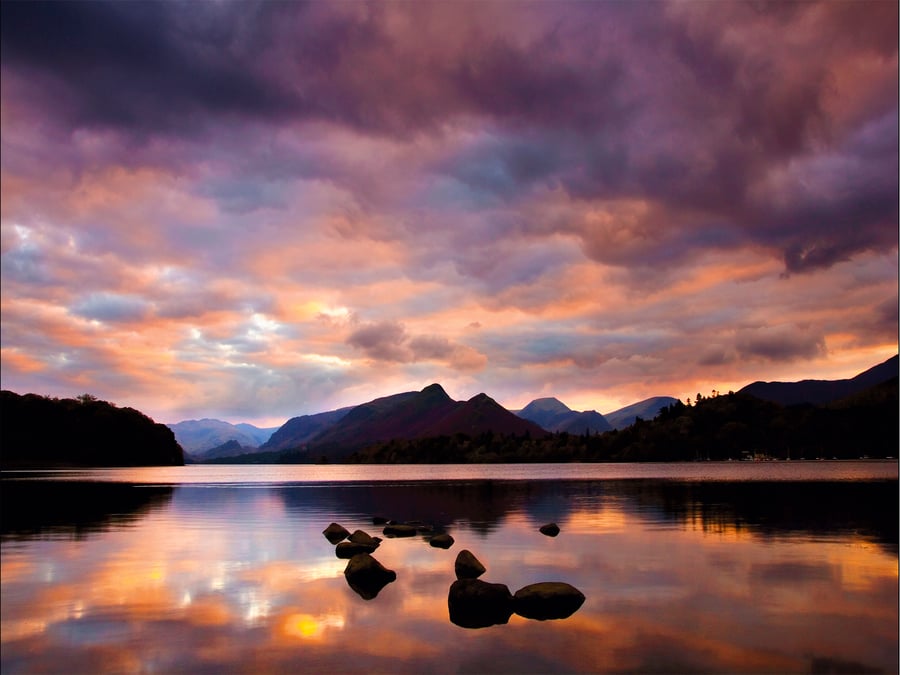 Derwent Water Lake District Cumbria sunset English lakes view - Free UK Postage!