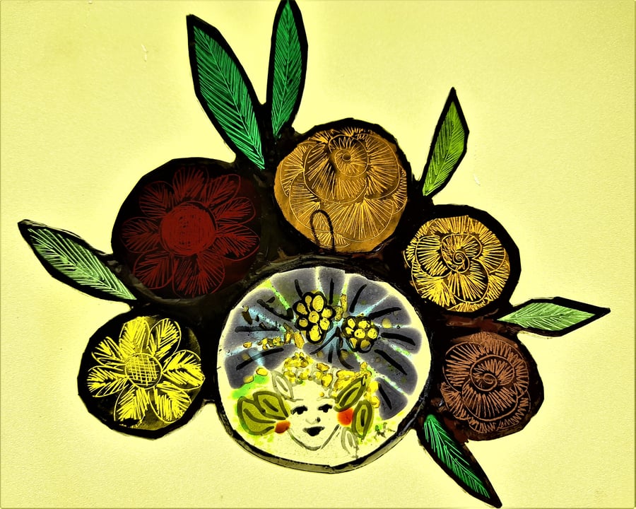 Contemporary Stained Glass - Darling Bud with Carnival Hair 
