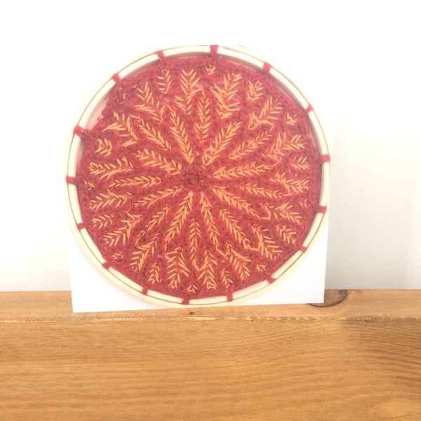 FREE UK SHIPPING Red Flower Mandala Blank Greeting Card 