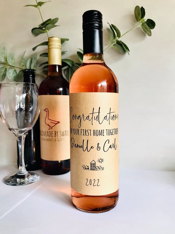 Personalised New home wine label, First home housewarming gift, first home gift