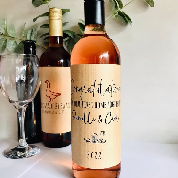 Personalised New home wine label, First home housewarming gift, first home gift