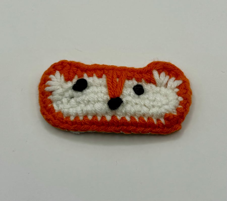 Crochet fox woodland animal knit hair clip for toddler and baby girl