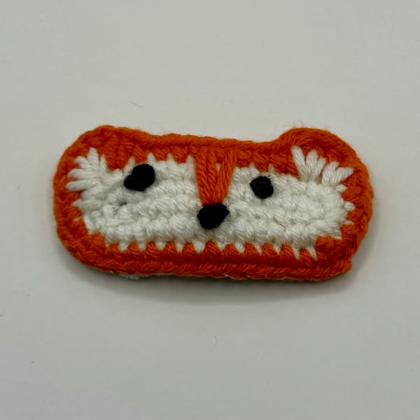 Crochet fox woodland animal knit hair clip for toddler and baby girl