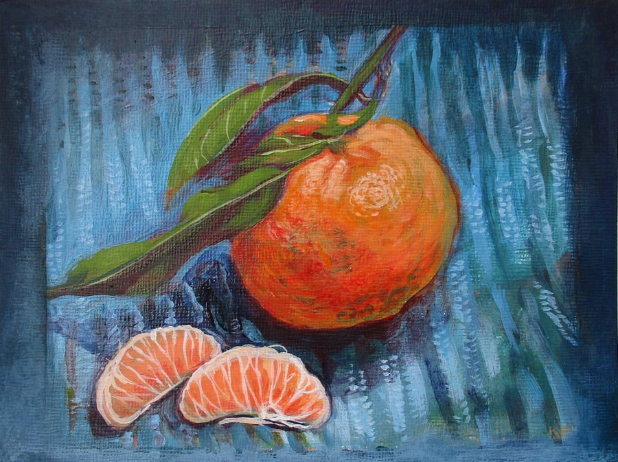 Clementine Still Life - Original Acrylic Painting on Board 8 inches x 6 inches