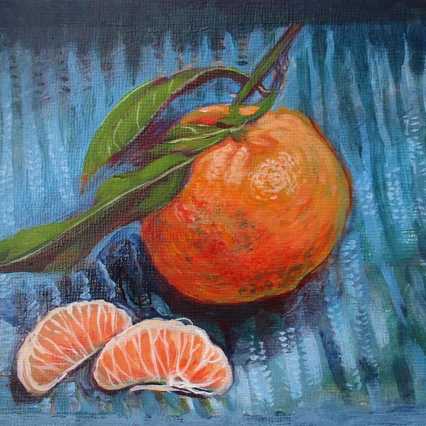 Clementine Still Life - Original Acrylic Painting on Board 8 inches x 6 inches