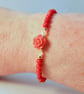 Red Bamboo Coral Bracelet, Carved Coral Rose, Birthday, Anniversary, Valentine - Image 4
