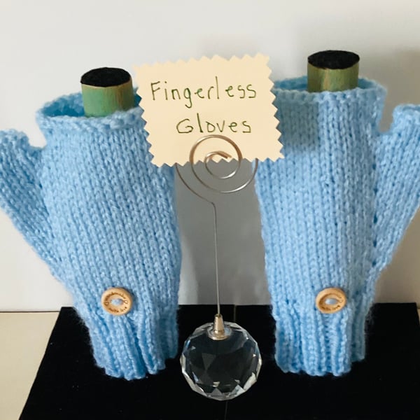 Children’s gloves, Child’s fingerless gloves, Blue gloves 