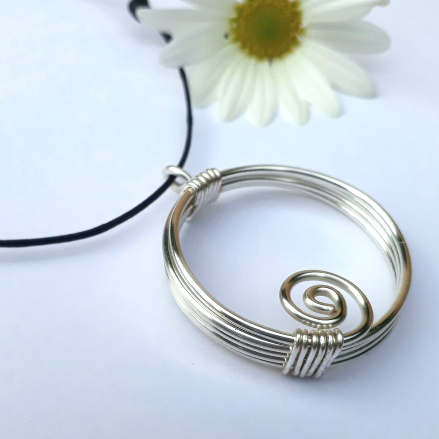 Layered silver spiral pendants pendant necklaces Christmas gifts for her