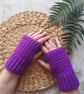 Crochet Purple Matching Headband & Fingerless Mitts Set  - Image 2