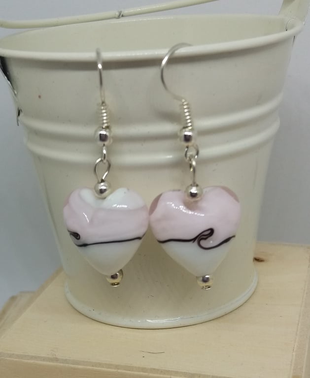 Heart lampwork drops