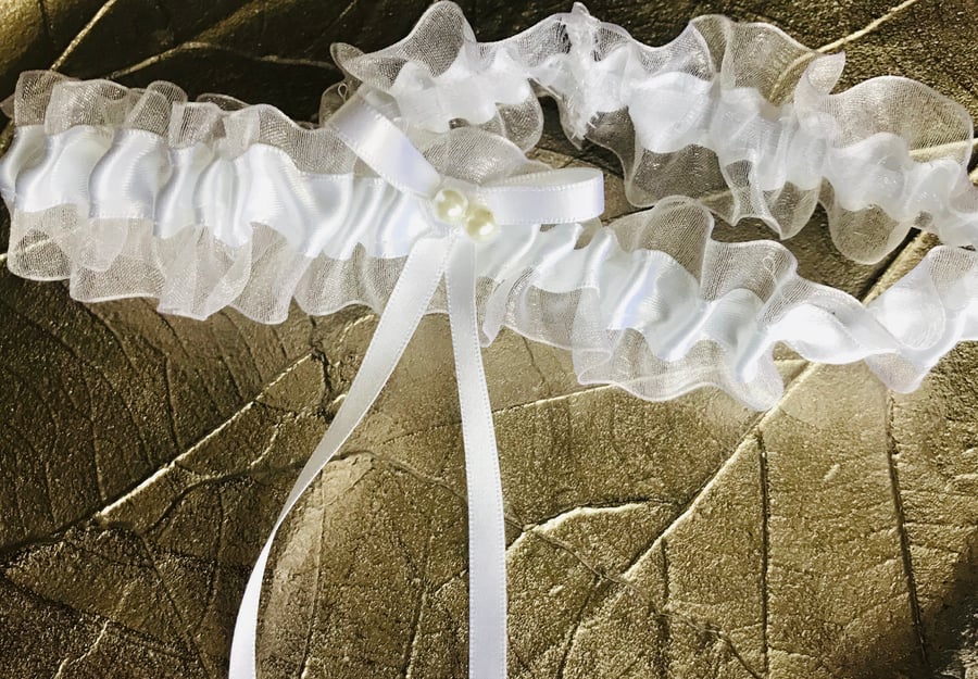 Brigette White Organza Bridal Garter