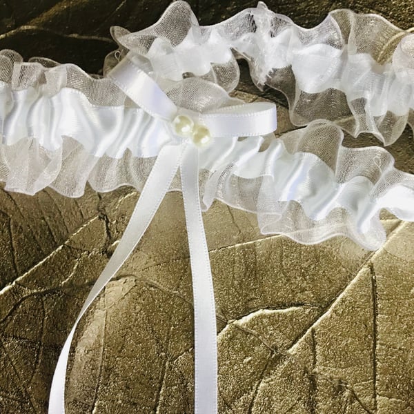 Brigette White Organza Bridal Garter