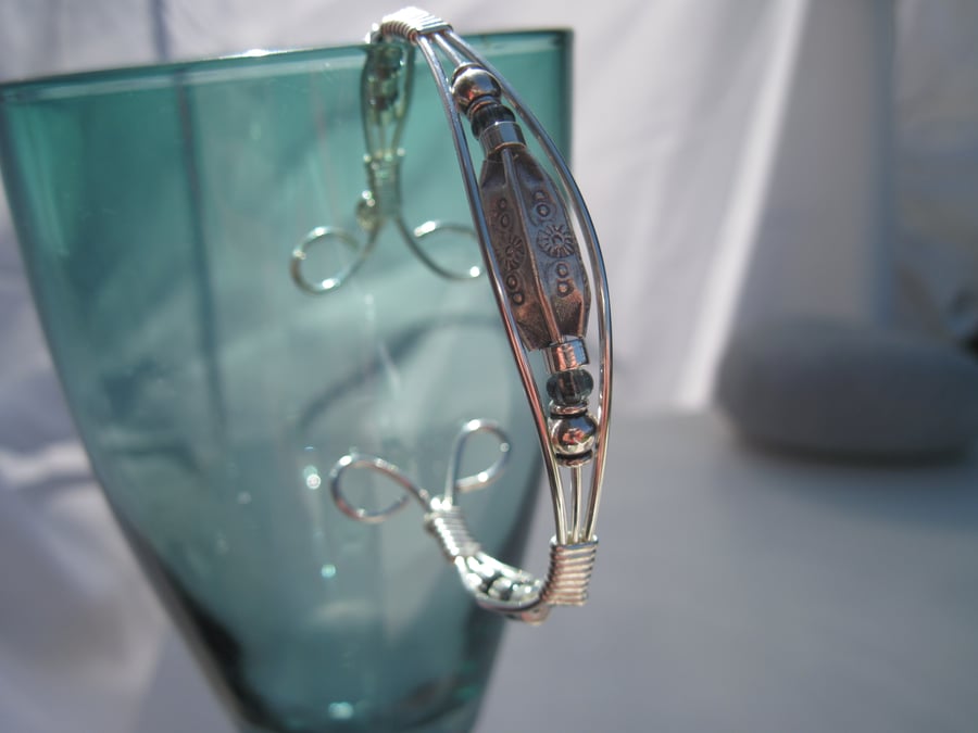 Tibetan Bead wrapped bangle