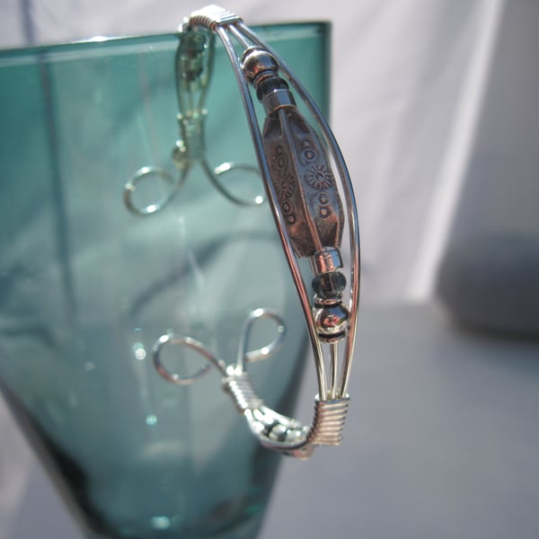 Tibetan Bead wrapped bangle