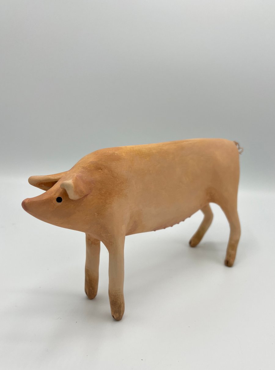 British Large White Sow Pig Sculpture 