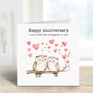 Anniversary Card with owls and hearts, personalised