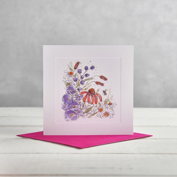 Delphinium and Daisy Greetings Card