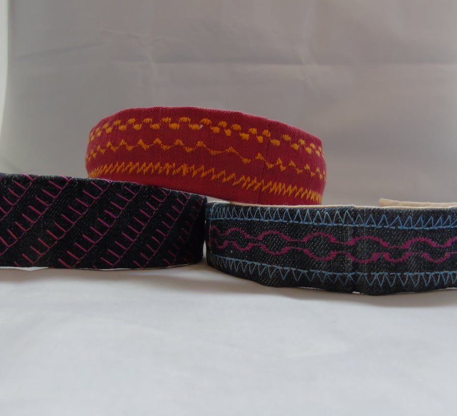 Upcycled Denim  Headbands - Various Colours