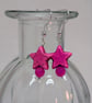 Pink howlite star and round agate earrings with silver plated ear wires 