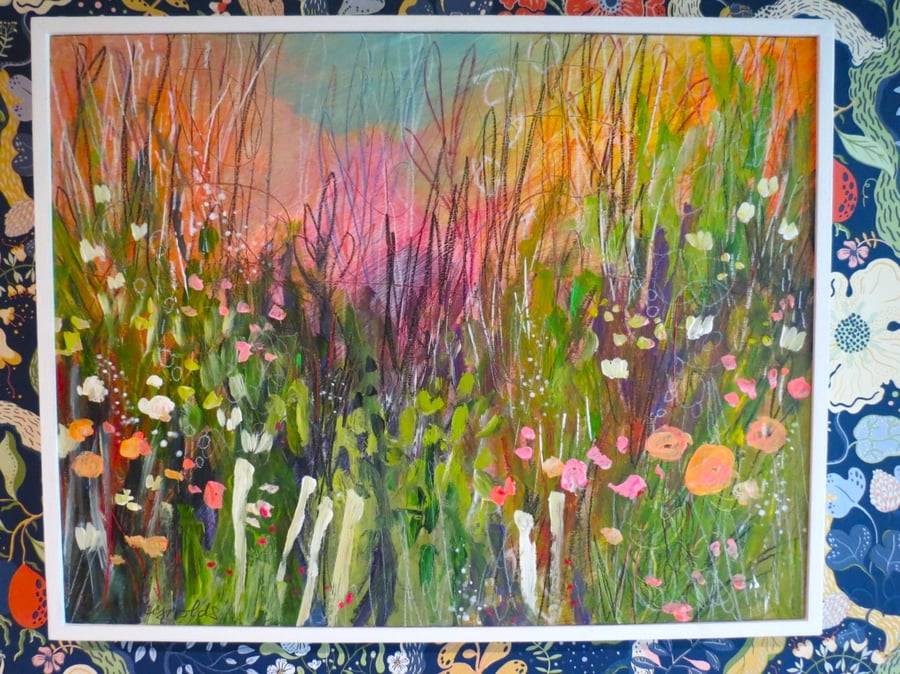 Vibrant Floral Abstract Painting by Jackie Reynolds 