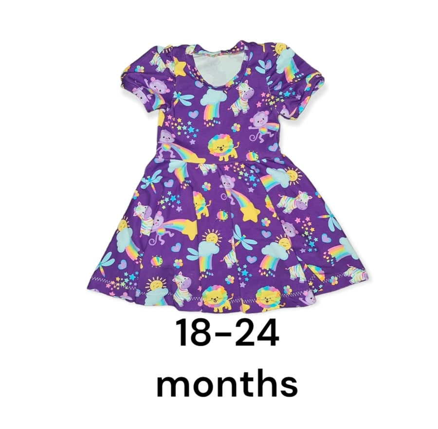Rainbow Animal Print Dress, Purple, Age 18-24 months