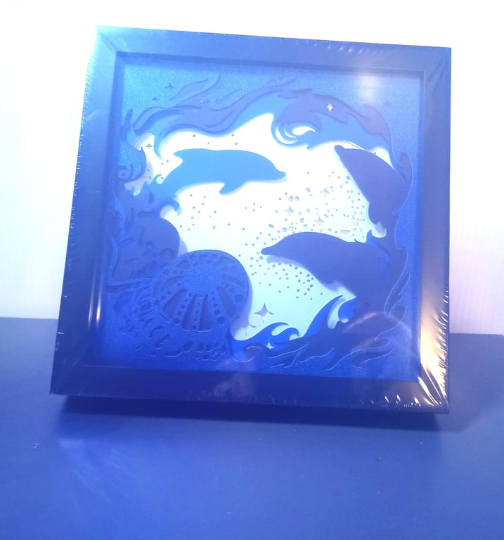 Nightlight, Lightbox, Hadmade Dolphine theme. Gift idea