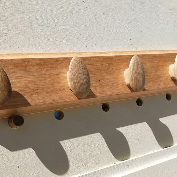 Handcarved Oak Pebbles Coat Rack