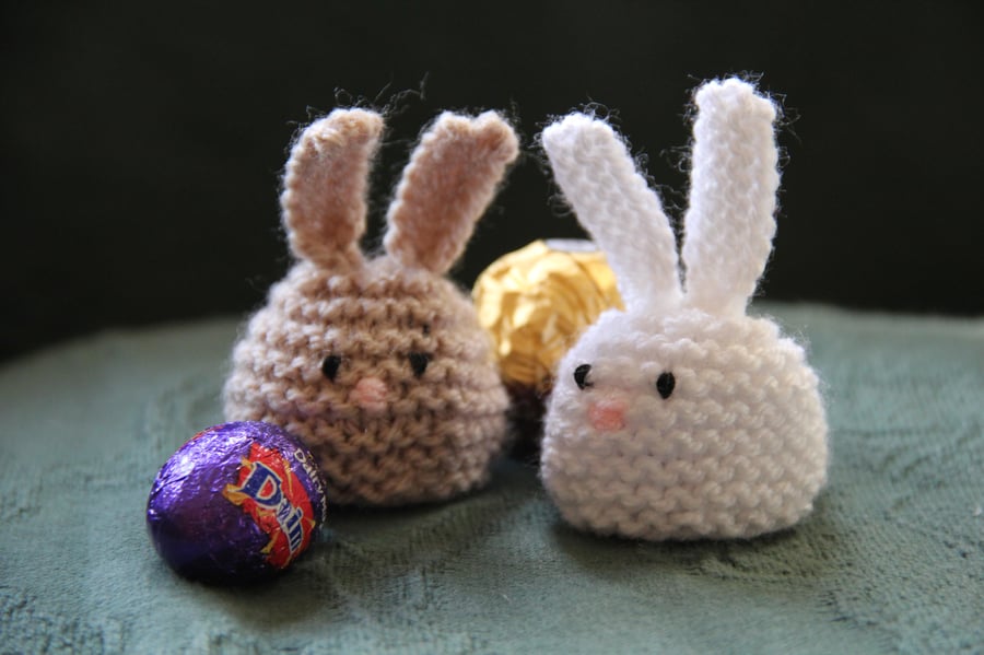 Hand Knitted Bunny Sweetie Holder