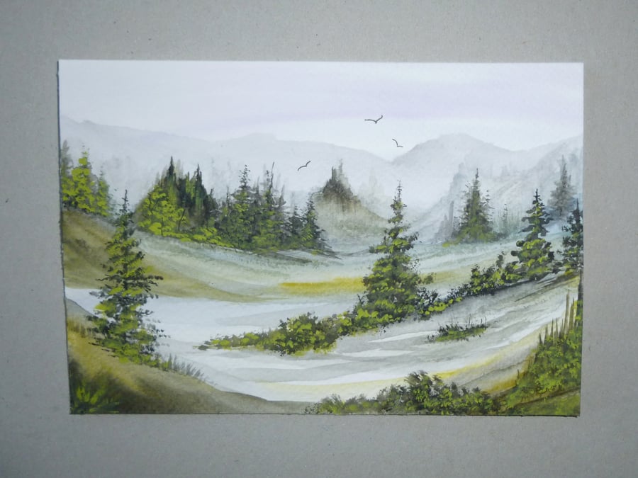 original art hand painted watercolour landscape ( ref FA 22 A5)