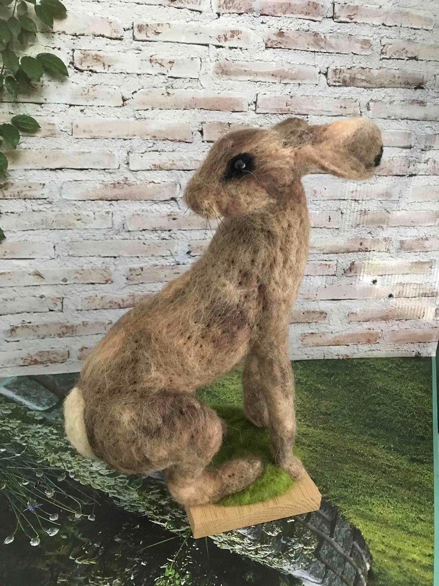 Hare needle felted wool sculpture 