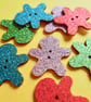4 Assorted Gingerbreadman  Shape Glitter Wood Buttons  2 holes - Image 1