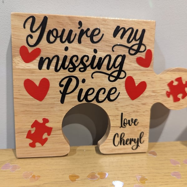 You're my missing piece Wooden Jigsaw Valentine's Day Anniversary Gift Present C